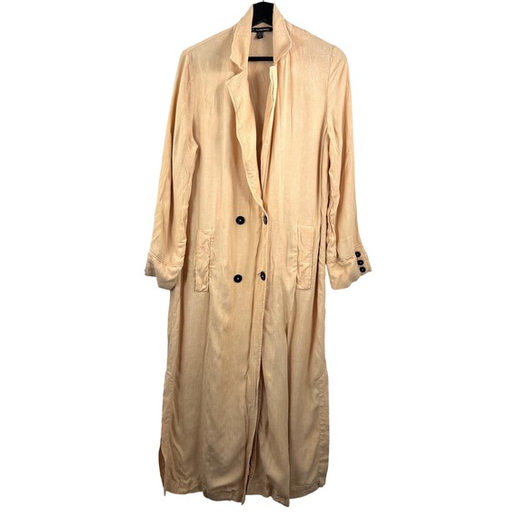 Zara Jackets & Blazers - Zara TRF Duster Coat sz S/M Tan Double‎ Breasted Textured retro relaxed preppy